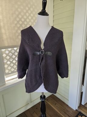 Karen Scott Dark Gray Knit Toggle Cardigan